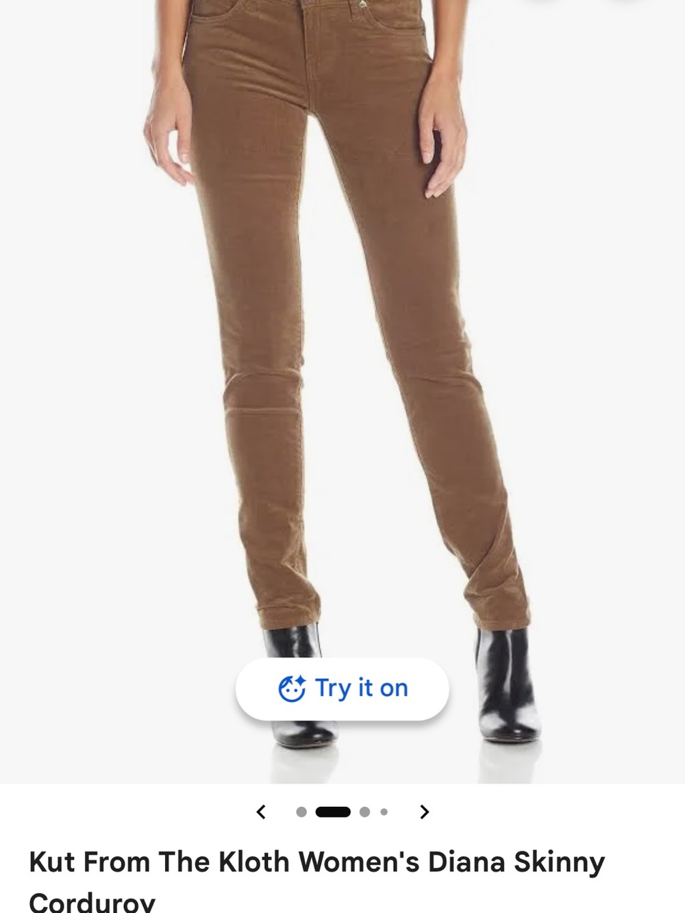 KUT from the Kloth NWT Diana Fab Ab High Rise Skinny Corduroy Pants Cognac NWT